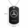 שרשרת דיסקיט מאלומיניום בעיצוב אישי עם השם שלך בעיצוב מרצדס-בנץ גודל הדיסקיט 2.9 × 5 ס"מ