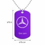 שרשרת דיסקיט מאלומיניום בעיצוב אישי עם השם שלך בעיצוב מרצדס-בנץ גודל הדיסקיט 2.9 × 5 ס"מ