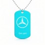 שרשרת דיסקיט מאלומיניום בעיצוב אישי עם השם שלך בעיצוב מרצדס-בנץ גודל הדיסקיט 2.9 × 5 ס"מ