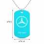 שרשרת דיסקיט מאלומיניום בעיצוב אישי עם השם שלך בעיצוב מרצדס-בנץ גודל הדיסקיט 2.9 × 5 ס"מ