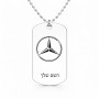 שרשרת דיסקיט מאלומיניום בעיצוב אישי עם השם שלך בעיצוב מרצדס-בנץ גודל הדיסקיט 2.9 × 5 ס"מ