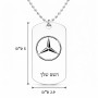 שרשרת דיסקיט מאלומיניום בעיצוב אישי עם השם שלך בעיצוב מרצדס-בנץ גודל הדיסקיט 2.9 × 5 ס"מ