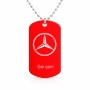 שרשרת דיסקיט מאלומיניום בעיצוב אישי עם השם שלך בעיצוב מרצדס-בנץ גודל הדיסקיט 2.9 × 5 ס"מ
