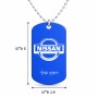שרשרת דיסקיט מאלומיניום בעיצוב אישי עם השם שלך בעיצוב ניסאן גודל הדיסקיט 2.9 × 5 ס"מ
