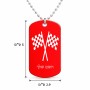שרשרת דיסקיט מאלומיניום בעיצוב אישי עם השם שלך בעיצוב דגל המירוץ גודל הדיסקיט 2.9 × 5 ס"מ