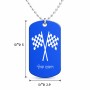 שרשרת דיסקיט מאלומיניום בעיצוב אישי עם השם שלך בעיצוב דגל המירוץ גודל הדיסקיט 2.9 × 5 ס"מ