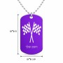 שרשרת דיסקיט מאלומיניום בעיצוב אישי עם השם שלך בעיצוב דגל המירוץ גודל הדיסקיט 2.9 × 5 ס"מ