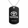 שרשרת דיסקיט מאלומיניום בעיצוב אישי עם השם שלך בעיצוב טויוטה גודל הדיסקיט 2.9 × 5 ס"מ