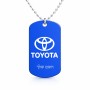 שרשרת דיסקיט מאלומיניום בעיצוב אישי עם השם שלך בעיצוב טויוטה גודל הדיסקיט 2.9 × 5 ס"מ