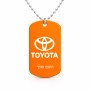 שרשרת דיסקיט מאלומיניום בעיצוב אישי עם השם שלך בעיצוב טויוטה גודל הדיסקיט 2.9 × 5 ס"מ