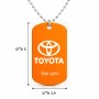 שרשרת דיסקיט מאלומיניום בעיצוב אישי עם השם שלך בעיצוב טויוטה גודל הדיסקיט 2.9 × 5 ס"מ