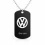שרשרת דיסקיט מאלומיניום בעיצוב אישי עם השם שלך בעיצוב פולקסווגן גודל הדיסקיט 2.9 × 5 ס"מ
