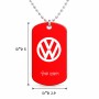 שרשרת דיסקיט מאלומיניום בעיצוב אישי עם השם שלך בעיצוב פולקסווגן גודל הדיסקיט 2.9 × 5 ס"מ