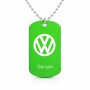 שרשרת דיסקיט מאלומיניום בעיצוב אישי עם השם שלך בעיצוב פולקסווגן גודל הדיסקיט 2.9 × 5 ס"מ