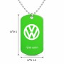 שרשרת דיסקיט מאלומיניום בעיצוב אישי עם השם שלך בעיצוב פולקסווגן גודל הדיסקיט 2.9 × 5 ס"מ
