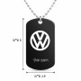 שרשרת דיסקיט מאלומיניום בעיצוב אישי עם השם שלך בעיצוב פולקסווגן גודל הדיסקיט 2.9 × 5 ס"מ