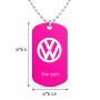 שרשרת דיסקיט מאלומיניום בעיצוב אישי עם השם שלך בעיצוב פולקסווגן גודל הדיסקיט 2.9 × 5 ס"מ
