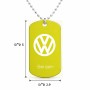שרשרת דיסקיט מאלומיניום בעיצוב אישי עם השם שלך בעיצוב פולקסווגן גודל הדיסקיט 2.9 × 5 ס"מ