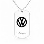 שרשרת דיסקיט מאלומיניום בעיצוב אישי עם השם שלך בעיצוב פולקסווגן גודל הדיסקיט 2.9 × 5 ס"מ