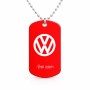 שרשרת דיסקיט מאלומיניום בעיצוב אישי עם השם שלך בעיצוב פולקסווגן גודל הדיסקיט 2.9 × 5 ס"מ