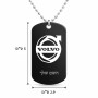 שרשרת דיסקיט מאלומיניום בעיצוב אישי עם השם שלך בעיצוב וולוו גודל הדיסקיט 2.9 × 5 ס"מ