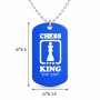 שרשרת דיסקיט מאלומיניום בעיצוב אישי עם השם שלך בעיצוב שחמט גודל הדיסקיט 2.9 × 5 ס"מ