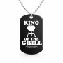 שרשרת דיסקיט מאלומיניום בעיצוב אישי עם השם שלך בעיצוב מלך הגריל גודל הדיסקיט 2.9 × 5 ס"מ