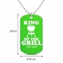 שרשרת דיסקיט מאלומיניום בעיצוב אישי עם השם שלך בעיצוב מלך הגריל גודל הדיסקיט 2.9 × 5 ס"מ