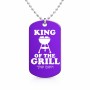 שרשרת דיסקיט מאלומיניום בעיצוב אישי עם השם שלך בעיצוב מלך הגריל גודל הדיסקיט 2.9 × 5 ס"מ