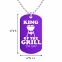 שרשרת דיסקיט מאלומיניום בעיצוב אישי עם השם שלך בעיצוב מלך הגריל גודל הדיסקיט 2.9 × 5 ס"מ