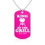 שרשרת דיסקיט מאלומיניום בעיצוב אישי עם השם שלך בעיצוב מלך הגריל גודל הדיסקיט 2.9 × 5 ס"מ