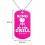 שרשרת דיסקיט מאלומיניום בעיצוב אישי עם השם שלך בעיצוב מלך הגריל גודל הדיסקיט 2.9 × 5 ס"מ