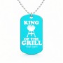 שרשרת דיסקיט מאלומיניום בעיצוב אישי עם השם שלך בעיצוב מלך הגריל גודל הדיסקיט 2.9 × 5 ס"מ