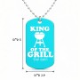 שרשרת דיסקיט מאלומיניום בעיצוב אישי עם השם שלך בעיצוב מלך הגריל גודל הדיסקיט 2.9 × 5 ס"מ