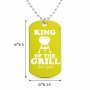 שרשרת דיסקיט מאלומיניום בעיצוב אישי עם השם שלך בעיצוב מלך הגריל גודל הדיסקיט 2.9 × 5 ס"מ
