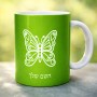 ספל תה \ קפה בעיצוב אישי עם השם שלך בעיצוב פרפר גודל הספל 325 מ"ל