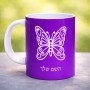ספל תה \ קפה בעיצוב אישי עם השם שלך בעיצוב פרפר גודל הספל 325 מ"ל