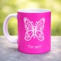 ספל תה \ קפה בעיצוב אישי עם השם שלך בעיצוב פרפר גודל הספל 325 מ"ל