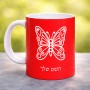 ספל תה \ קפה בעיצוב אישי עם השם שלך בעיצוב פרפר גודל הספל 325 מ"ל