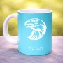 ספל תה \ קפה בעיצוב אישי עם השם שלך בעיצוב ראש נשר גודל הספל 325 מ"ל