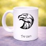 ספל תה \ קפה בעיצוב אישי עם השם שלך בעיצוב ראש נשר גודל הספל 325 מ"ל