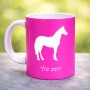 ספל תה \ קפה בעיצוב אישי עם השם שלך בעיצוב סוס גודל הספל 325 מ"ל