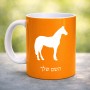 ספל תה \ קפה בעיצוב אישי עם השם שלך בעיצוב סוס גודל הספל 325 מ"ל