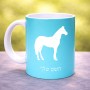 ספל תה \ קפה בעיצוב אישי עם השם שלך בעיצוב סוס גודל הספל 325 מ"ל