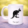 ספל תה \ קפה בעיצוב אישי עם השם שלך בעיצוב קנגורו גודל הספל 325 מ"ל