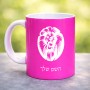 ספל תה \ קפה בעיצוב אישי עם השם שלך בעיצוב פני אריה גודל הספל 325 מ"ל