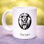 ספל תה \ קפה בעיצוב אישי עם השם שלך בעיצוב פני אריה גודל הספל 325 מ"ל
