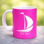 ספל תה \ קפה בעיצוב אישי עם השם שלך בעיצוב סירה גודל הספל 325 מ"ל