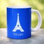 ספל תה \ קפה בעיצוב אישי עם השם שלך בעיצוב מגדל אייפל גודל הספל 325 מ"ל
