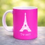 ספל תה \ קפה בעיצוב אישי עם השם שלך בעיצוב מגדל אייפל גודל הספל 325 מ"ל
